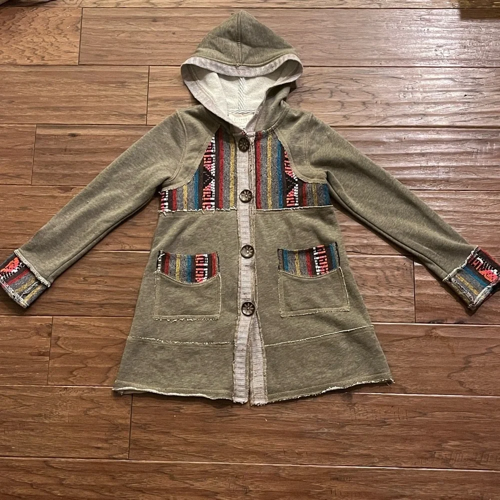Hannah Banana Girl’s Embroidered Waterfall Cardigan with Hood Size 6